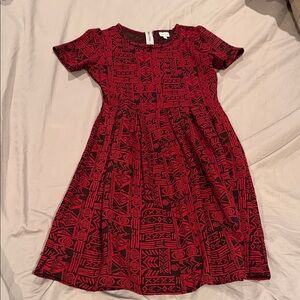 LuLaRoe Red and Black Geometric Dress